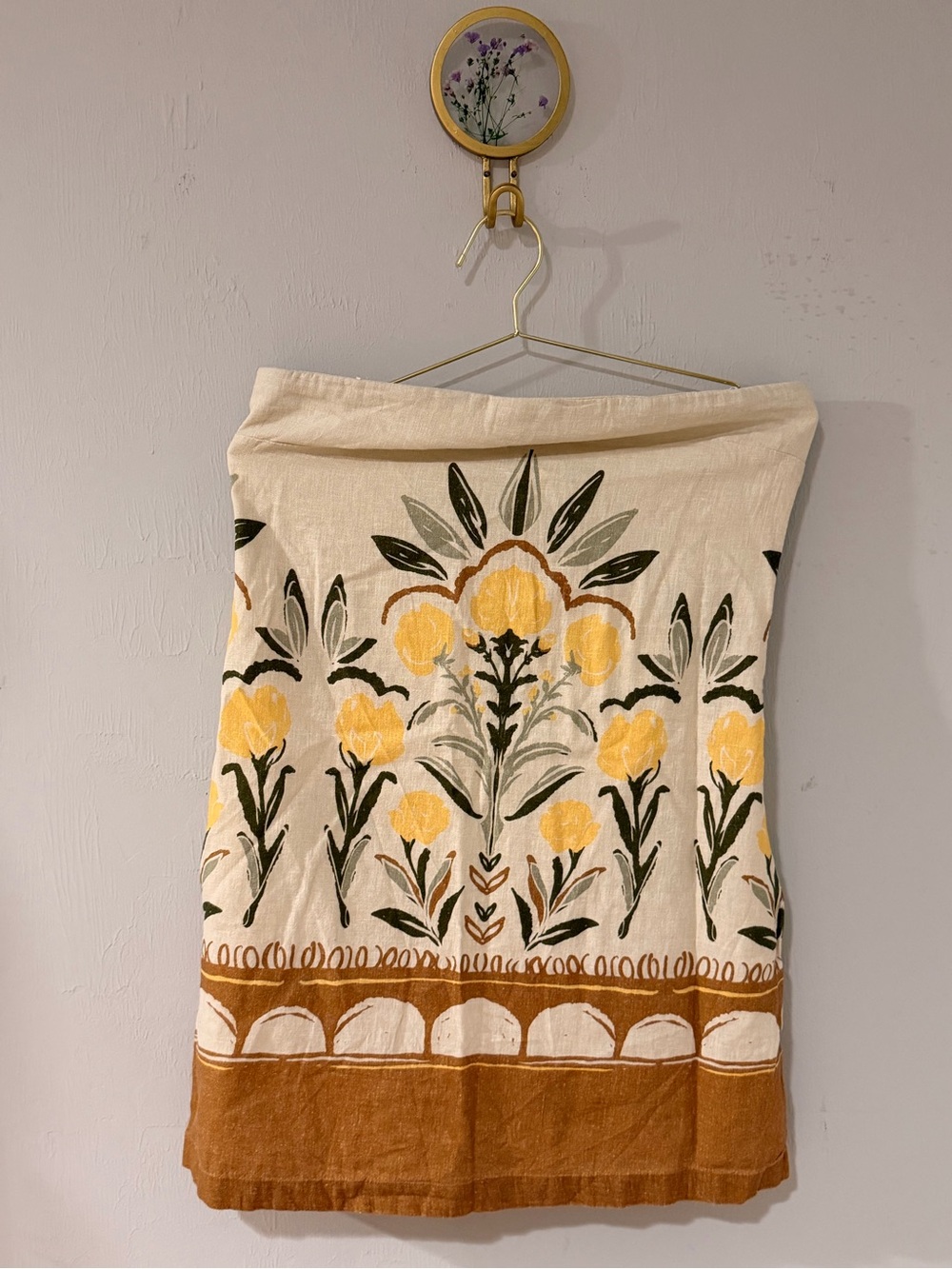 Abercrombie & Fitch Cream dress with shorts under with Yellow Floral Print